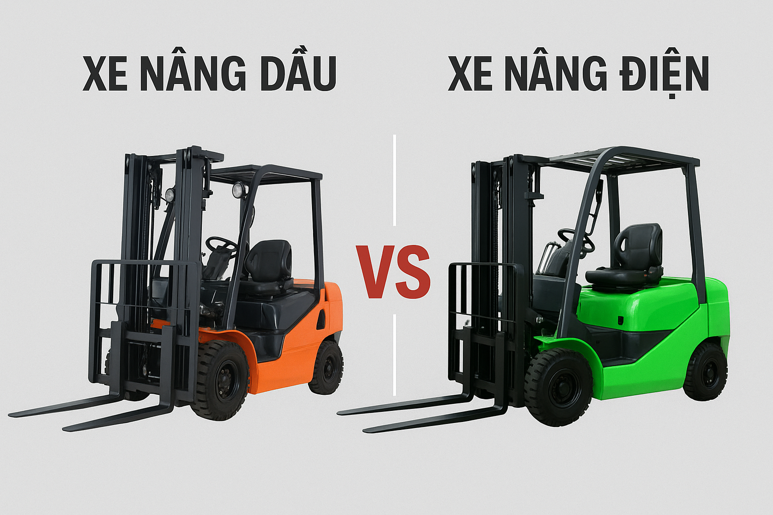 So sánh sử dụng xe nâng dầu và xe nâng điện